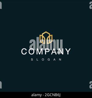 KOMBINATION AUS LOTUS, BLUME, BLATT UND HOME-LOGO Stockfoto