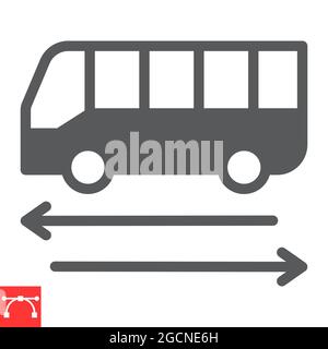 Shuttle Bus Glyphe Symbol, Reise und Flughafen, Bus Vektor-Symbol, Vektorgrafiken, editierbare Strich solid-Zeichen, eps 10 Stock Vektor