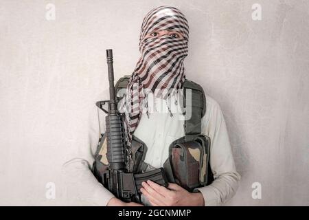 Taliban-Kämpfer mit m4-Waffen, Afghanistan, Kabul. Stockfoto