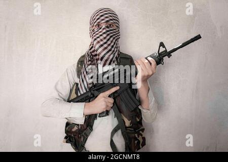 Taliban-Kämpfer mit m4-Waffen, Afghanistan, Kabul. Stockfoto