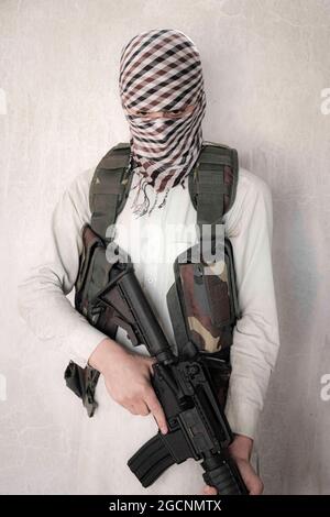 Taliban-Kämpfer mit m4-Waffen, Afghanistan, Kabul. Stockfoto