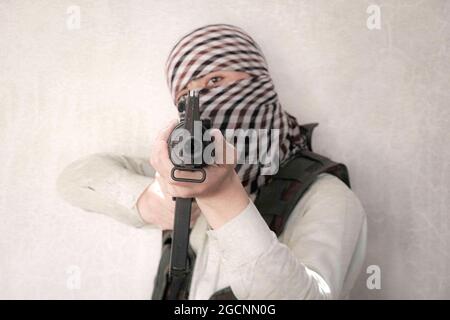 Taliban-Kämpfer mit m4-Waffen, Afghanistan, Kabul. Stockfoto