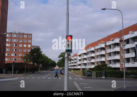 Kastrup/Dänemark. 09 Auguest 2021,/Ampel an der Ecke Alleen und Kastruplundgade in Kastrup Denamrk. (Foto..Francis Joseph Dean/Dean Pi Stockfoto