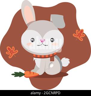 Kawaii-Karikatur eines Hasen Herbstsaison Stock Vektor