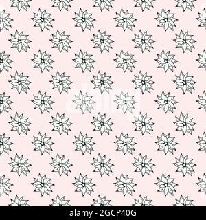 Gänseblümchen Blume nahtlos auf blauem Hintergrund Illustration. Hübsches Blumenmuster zum Druck. Vektor mit flachem Design. Stock Vektor