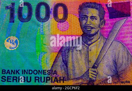 Bilder indonesischer Nationalhelden auf 'Indonesischen Rupiah'-Banknoten in verschiedenen Stückelungen Stockfoto