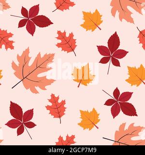 Herbstlaub. Nahtloses Muster in flacher Form Stock Vektor