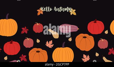 Hallo, Herbst. Vektorgrafik in flacher Ausführung Stock Vektor