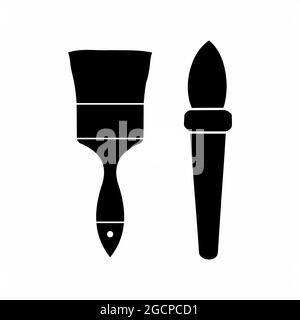 Icon Vektor von Malpinsel - Schwarz Stil - einfache Illustration. Bearbeitbare Kontur. Design template vector.outline style Design.Vector Grafik illustrative Stock Vektor