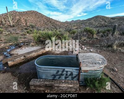 Regenwassertank auf dem Arizona Trail, Arizona, USA Stockfoto