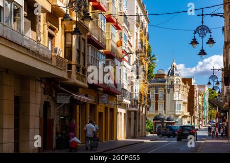 Enge Gassen in Cartagena, Murcia, südöstlicher Teil Spaniens Stockfoto