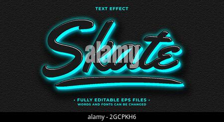 Skate Neon glühenden Text-Effekt editierbar eps cc Stock Vektor