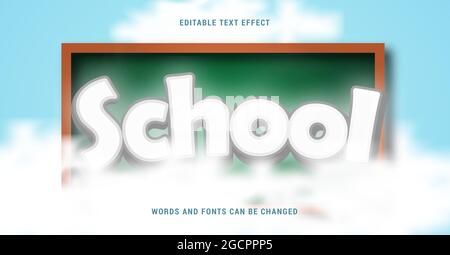 Zurück zur Schule Text-Effekt isoliert auf Kreidetafel Hintergrund. Editierbare eps cc Stock Vektor