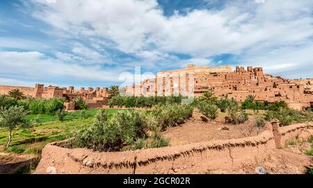 Festungsdorf, Residenzen der Kasbah Ait Benhaddou, des Hohen Atlas, Ksar Ait Benhaddou, der Provinz Ouarzazate, Souss-Massa-Draa, Marokko Stockfoto