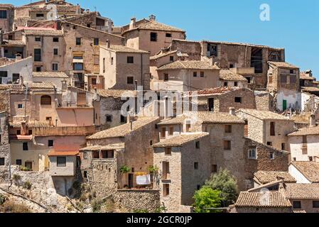 Häuser in der Altstadt von Bocairent, Spanien Stockfoto