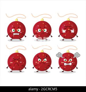 Weihnachten Lichter rote Cartoon-Figur mit verschiedenen wütend Ausdrücke. Vektorgrafik Stock Vektor