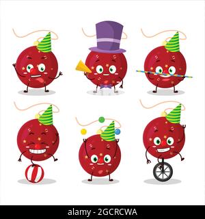 Cartoon-Charakter der weihnachtsbeleuchtung rot mit verschiedenen Zirkus-Shows. Vektorgrafik Stock Vektor