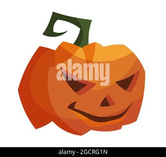 Lächelnder Kürbiskopf. Halloween-Figur im Cartoon-Stil. Stock Vektor