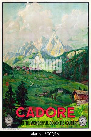 Vintage Travel Poster Italien. Retro-Werbung. Cadore, Dolomite, Italy Travel Poster (ENIT, Ende der 1920er/Anfang der 1930er Jahre). Stockfoto