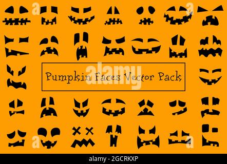 Pumpkin Faces Smileys Vector Set. Halloween Jack Lantern Icons Collection. Scary faces for print and advertising holiday design. Stock Vektor