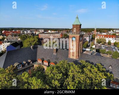 Herne Stadt, Deutschland. Luftaufnahme, Stadtarchitektur. Stockfoto