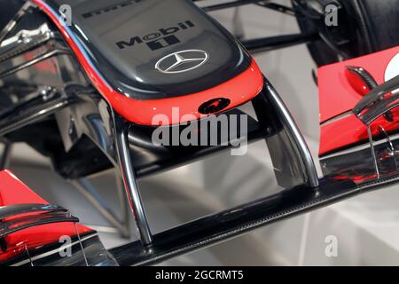 Details. Markteinführung des McLaren MP4-27, 01. Februar 2012. McLaren Technology Centre, Woking, Großbritannien. Stockfoto