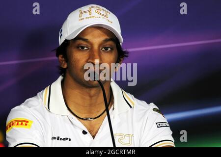 Narain Karthikeyan (IND) Hispania Racing F1 Team (HRT) bei der FIA Pressekonferenz. Großer Preis von Ungarn, Donnerstag, 26. Juli 2012. Budapest, Ungarn. Stockfoto