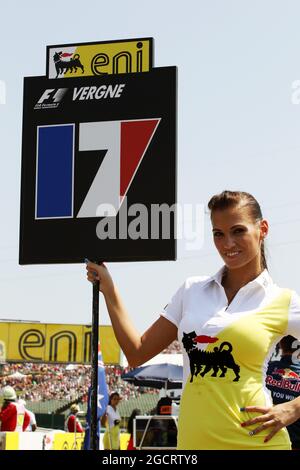 Gittertes Mädchen. Großer Preis von Ungarn, Sonntag, 29. Juli 2012. Budapest, Ungarn. Stockfoto