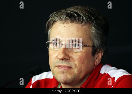 Pat Fry (GBR) Ferrari Stellvertretender technischer Direktor und Leiter der Renntechnik bei der FIA-Pressekonferenz. Abu Dhabi Grand Prix, Freitag, 2. November 2012. Yas Marina Circuit, Abu Dhabi, VAE. Stockfoto