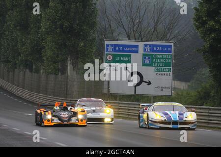 Thomas Dagoneau (FRA) / Matt Downs (USA) / toDIN Younessi (USA) / Bastien Briere (FRA) Boutsen Ginion Racing Oreca 03 Nissan (links). 24-Stunden-Testtag von Le Mans, Sonntag, 9. Juni 2013. Le Mans, Frankreich. Stockfoto