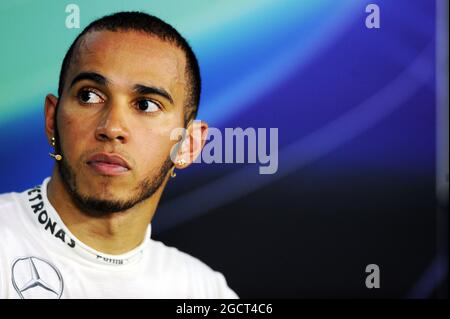 Lewis Hamilton (GBR) Mercedes AMG F1 bei der FIA-Pressekonferenz. Großer Preis von Kanada, Sonntag, 9. Juni 2013. Montreal, Kanada. Stockfoto