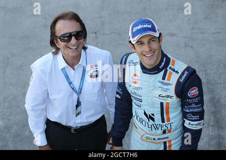 (L bis R): Emerson Fittipaldi (BH) und Bruno Senna (BH) Aston Martin. FIA-Langstrecken-Weltmeisterschaft, Runde 4, Freitag, 30. August 2013. Sao Paulo, Brasilien. Stockfoto