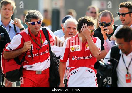 Fernando Alonso (ESP) Ferrari und Edoardo Bendinelli (ITA) Personal Trainer (links). Großer Preis von Italien, Samstag, 7. September 2013. Monza Italien. Stockfoto