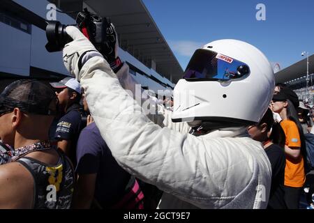 „The Stig“ in den Boxen. Großer Preis von Japan, Donnerstag, 10. Oktober 2013. Suzuka, Japan. Stockfoto