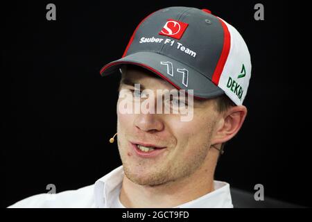 Nico Hulkenberg (GER) sauber in der FIA-Pressekonferenz. Großer Preis von Japan, Donnerstag, 10. Oktober 2013. Suzuka, Japan. Stockfoto