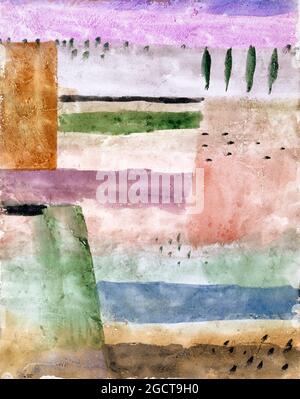 Paul Klee, Landschaft mit Pappeln, abstrakte Malerei, 1929 Stockfoto