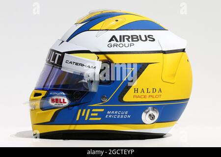 Der Helm von Marcus Ericsson (SWE) Caterham. Großer Preis von Australien, Donnerstag, 13. März 2014. Albert Park, Melbourne, Australien. Stockfoto
