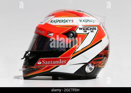 Der Helm von Kimi Räikkönen (FIN) Ferrari. Großer Preis von Australien, Donnerstag, 13. März 2014. Albert Park, Melbourne, Australien. Stockfoto