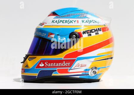 Der Helm von Fernando Alonso (ESP) Ferrari. Großer Preis von Australien, Donnerstag, 13. März 2014. Albert Park, Melbourne, Australien. Stockfoto