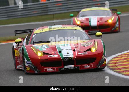 #71 Davide Rigon (FRA) / James Calado (GBR) - AF Corse, Ferrari F458 Italia. FIA-Langstrecken-Weltmeisterschaft, Runde 2, Freitag, 2. Mai 2014. Spa-Francorchamps, Belgien. Stockfoto