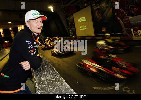 Nico Hulkenberg (GER) Sahara Force India F1 bei der Sahara Force India F1 Team Smirnoff Launch Party auf einem Kartkurs in Barcelona. Großer Preis von Spanien, Dienstag, 7. Mai 2014. Barcelona, Spanien. Stockfoto