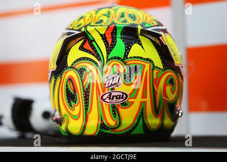 Der Helm von Sergio Perez (MEX) Sahara Force India F1. Großer Preis von Monaco, Donnerstag, 22. Mai 2014. Monte Carlo, Monaco. Stockfoto