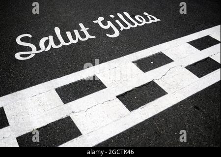 Salut Gilles - Tribut auf der Startlinie zu Gilles Villeneuve. Großer Preis von Kanada, Donnerstag, 5. Juni 2014. Montreal, Kanada. Stockfoto
