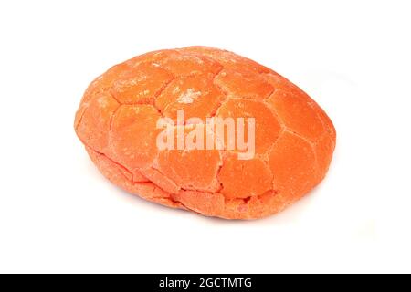 Rotes Tomatenbrot auf weißem Hintergrund Stockfoto