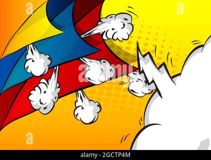 Pop Art Comic Hintergrund einer typischen Comic-Seite. Lustige Sprechblase. Cartoon Vektorgrafik. Trendige bunte Retro-Vintage-Kulisse. A hig Stock Vektor