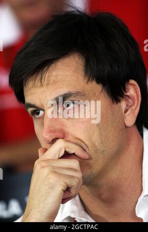 Toto Wolff (GER) Mercedes AMG F1 Aktionär und Executive Director bei der FIA Pressekonferenz. Großer Preis von Deutschland, Freitag, 18. Juli 2014. Hockenheim, Deutschland. Stockfoto