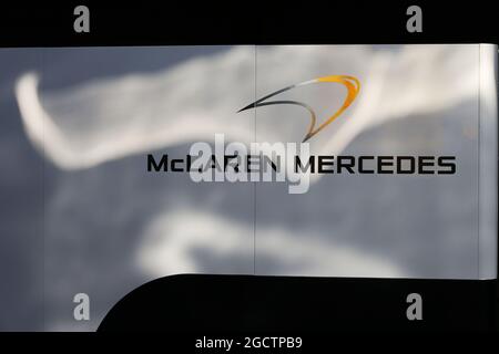 McLaren Logo. Großer Preis von Deutschland, Freitag, 18. Juli 2014. Hockenheim, Deutschland. Stockfoto