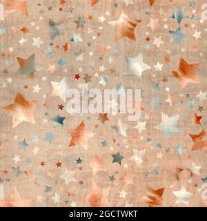 Nahtloses Muster aus Sternmotiv in aufwändigen Farben und Textur Stockfoto