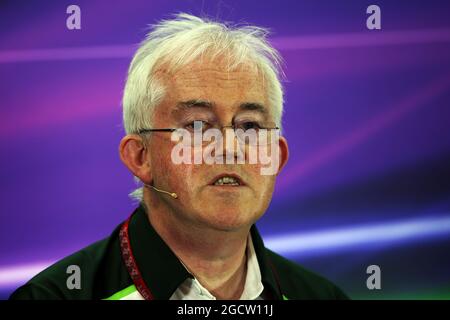 Finbarr O'Connell, Caterham F1 Team Administrator bei der FIA Pressekonferenz. Abu Dhabi Grand Prix, Freitag, 21. November 2014. Yas Marina Circuit, Abu Dhabi, VAE. Stockfoto