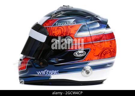 Der Helm des will Stevens (GBR) Manor F1 Teams. Großer Preis von Australien, Donnerstag, 12. März 2015. Albert Park, Melbourne, Australien. Stockfoto